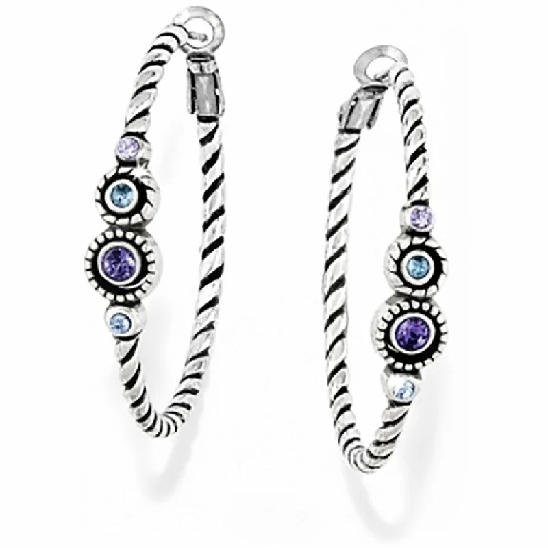 Ladies Ocean Wave Earrings -Brighton : Halo Hoop Earrings in Silver-Tanzanite