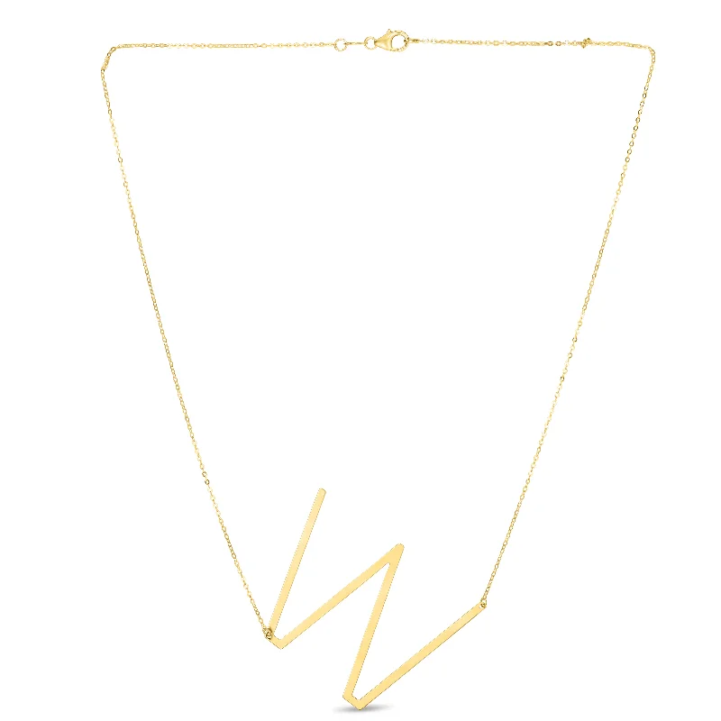 Ladies Necklaces with Cream Howlite-14K Gold Large Initial W Necklace