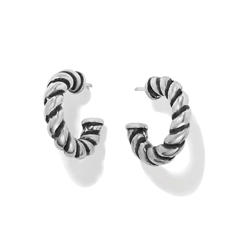 Ladies Woodland Tone Earrings -Brighton : Interlok Twist Small Post Hoop Earrings in silver