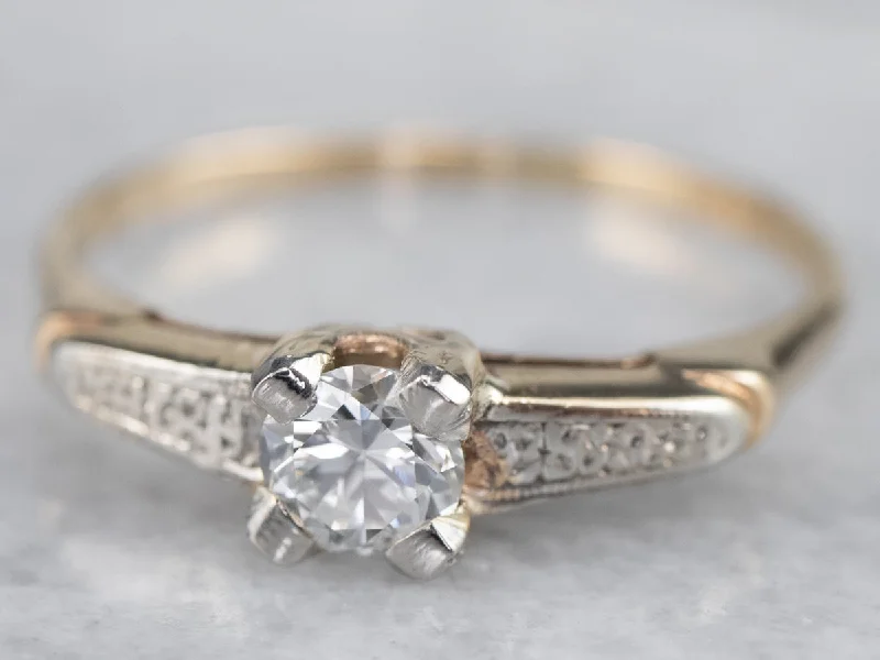 Ladies Asymmetrical Engagement Rings -Vintage Floral Diamond Engagement Ring