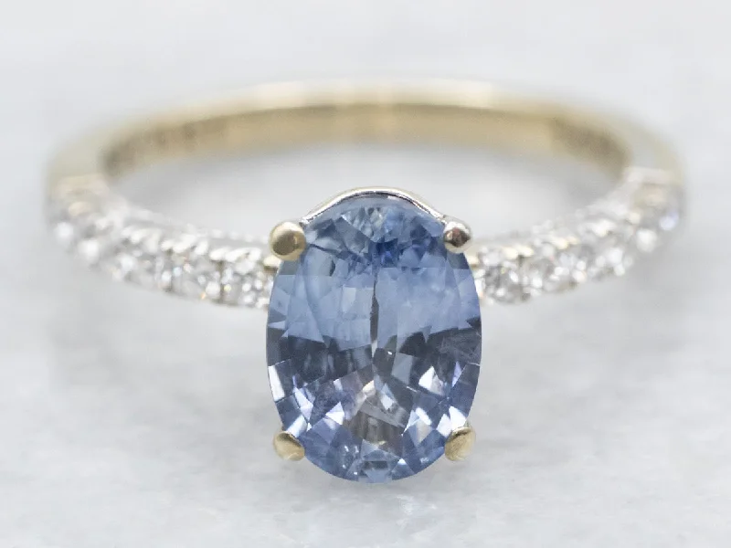 Ladies Small Stone Engagement Rings -Fine Sapphire and Diamond Engagement Ring