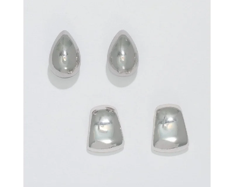 Ladies Topaz Sparkle Earrings -Periwinkle by Barlow : Polished Silver Shapes - Earrings (Set of 2 Pairs)