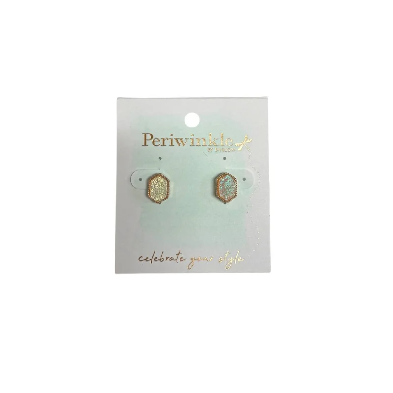 Ladies Birthday Gift Earrings -Periwinkle by Barlow : Druzy Hexagon in Rose Gold - Earrings