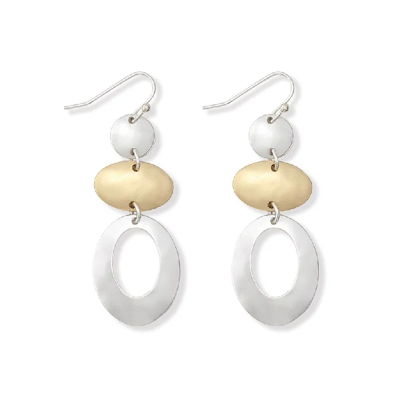 Ladies Broad Band Earrings -Periwinkle by Barlow : Two-Tone Matte Drops Earrings