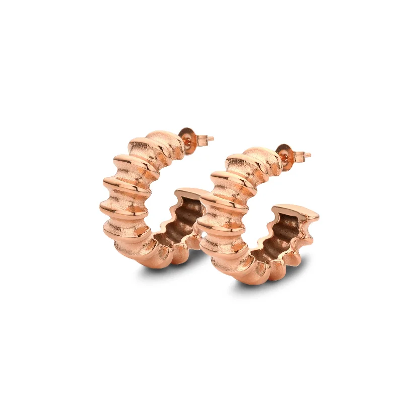 Ladies Emerald Cut Stone Rings -Wave earring rosé gold