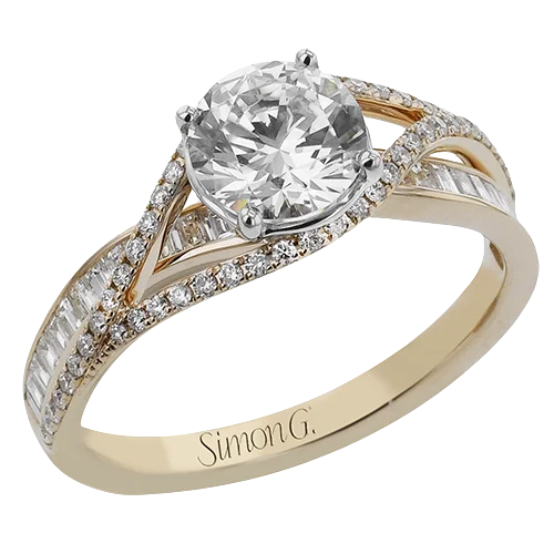 Ladies Dainty Engagement Rings -Round-Cut Criss-Cross Engagement Ring In 18k Gold With Diamonds LR3184