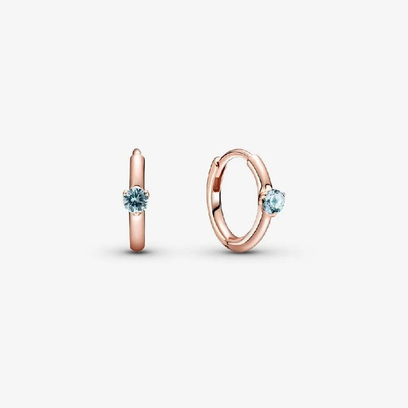 Ladies Celestial Charm Earrings -PANDORA : Light Blue Solitaire Huggie Hoop Earrings