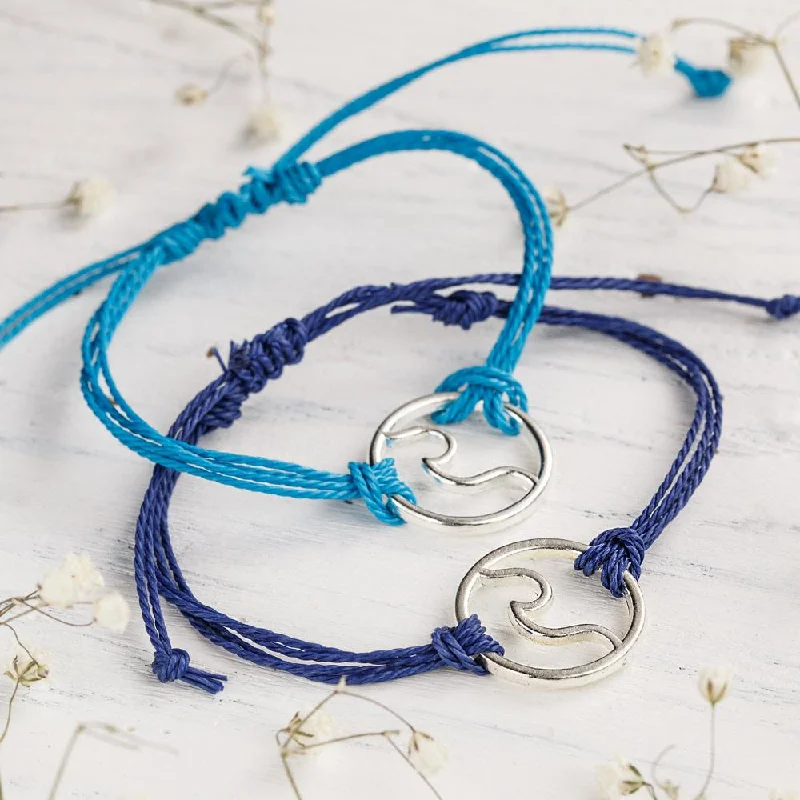 Ladies Bracelets with Custom Charm-Handmade Ocean Wave Bracelet