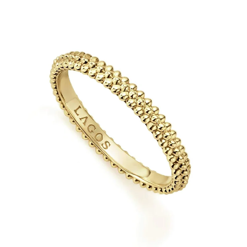 Ladies Boho Chic Rings -18k Gold Caviar Stacking Ring