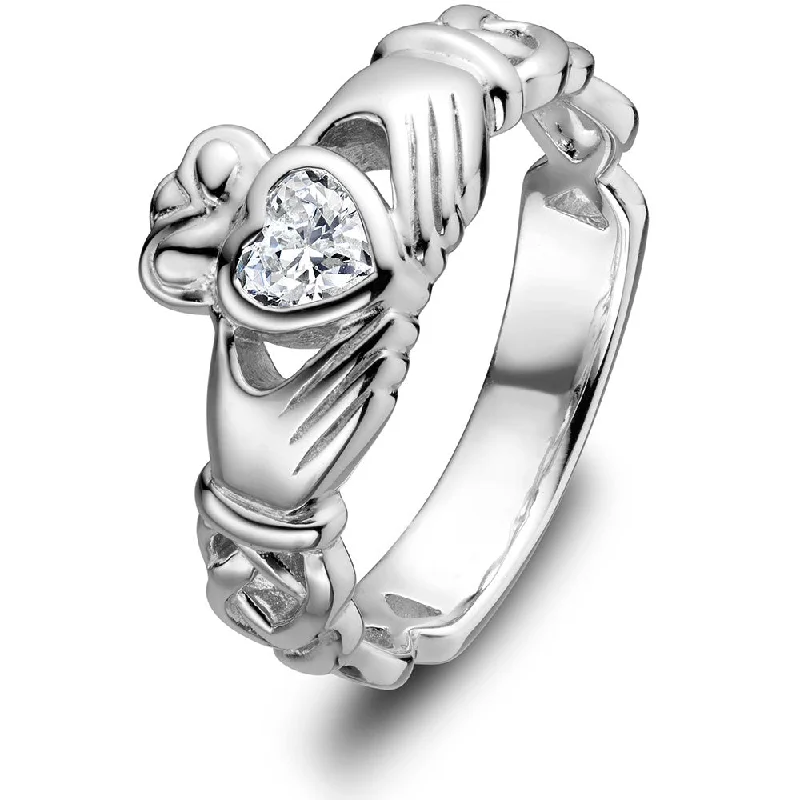 Ladies Minimal Design Rings -Ladies Silver Claddagh Ring ULS-6340