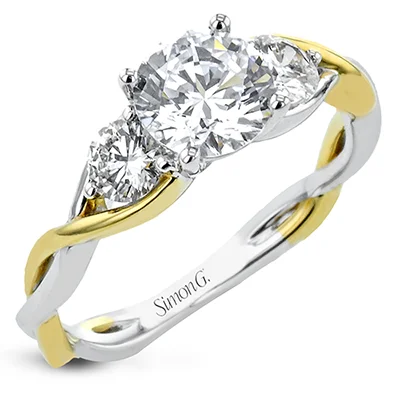 Ladies Pear Cut Engagement Rings -Round-Cut Three-Stone Engagement Ring In 18k Gold With Diamonds LR2886