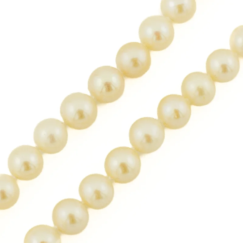 Ladies Necklaces for Dance Shine-6.5MM-7.20mm Round Pearl Single Strand 18" Necklace in 10K Yellow Gold