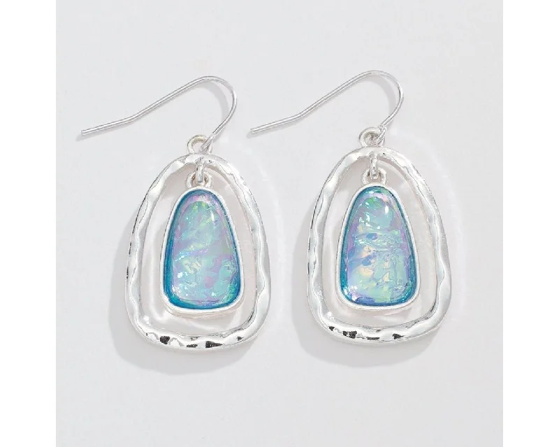 Ladies Wide Hoop Earrings -Periwinkle by Barlow :  Drops with blue glitter resin - Earrings