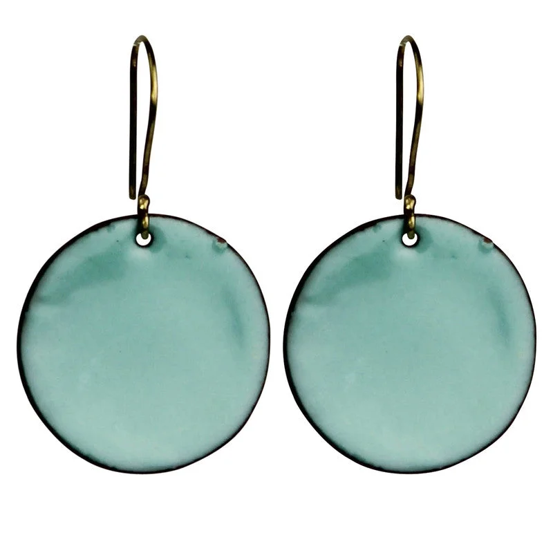 Ladies Enamel Painted Rings -Earring - Round, Aqua