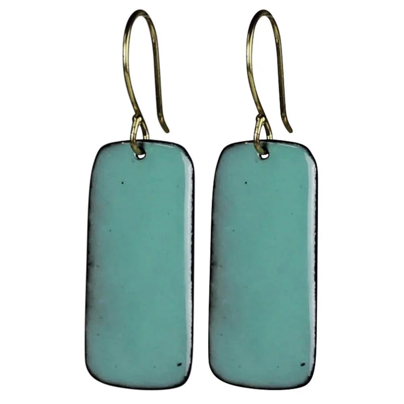 Ladies Moon Phase Rings -Donte Earring, Rectangle Tab Aqua Enamel