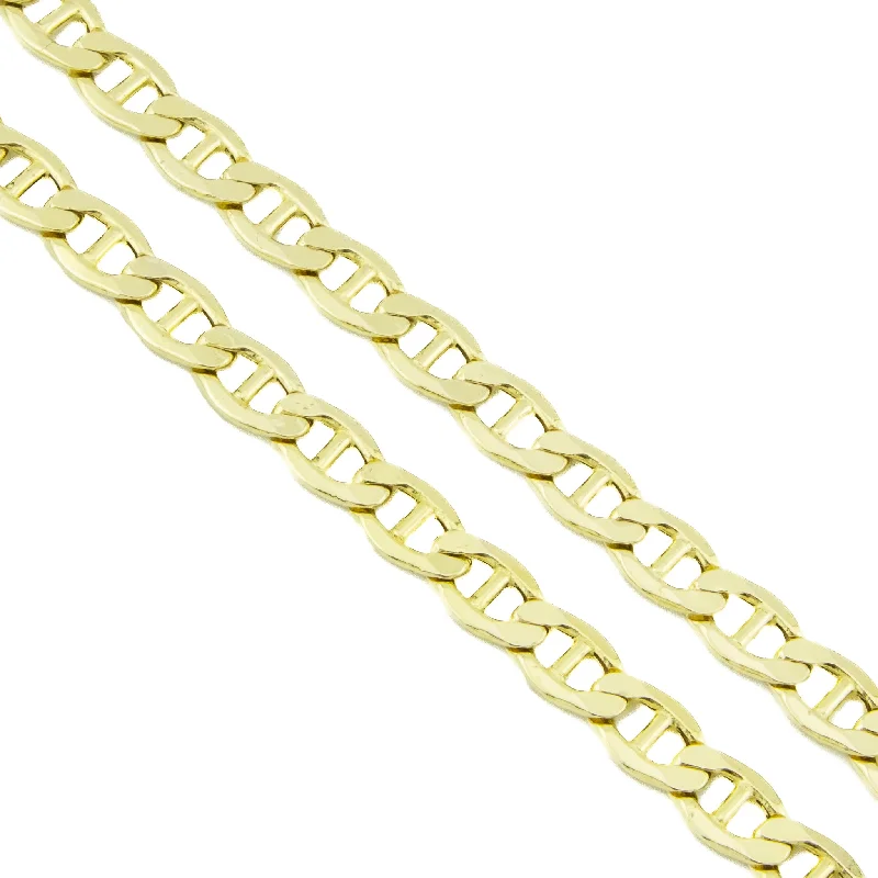 Ladies Necklaces with Clear Natrolite-7.5mm Wide Mariner Link 24" Chain Necklace in 10K Yellow Gold