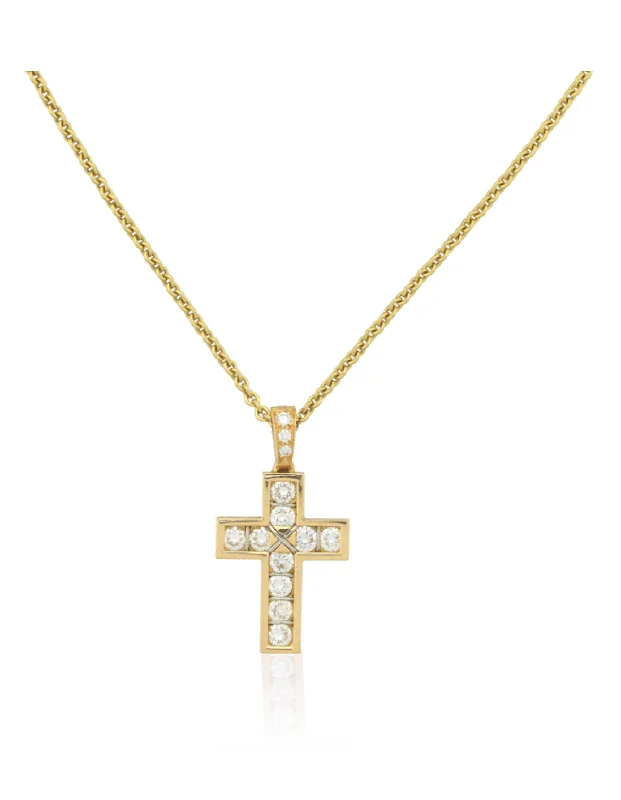 Ladies Necklaces with Teal Cavansite-Cartier Diamond Cross Pendant Necklace Adjustable