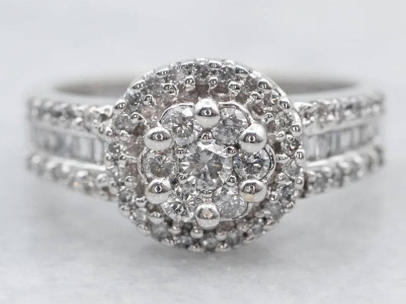 Ladies Grand Design Engagement Rings -Stunning Diamond Cluster Engagement Ring