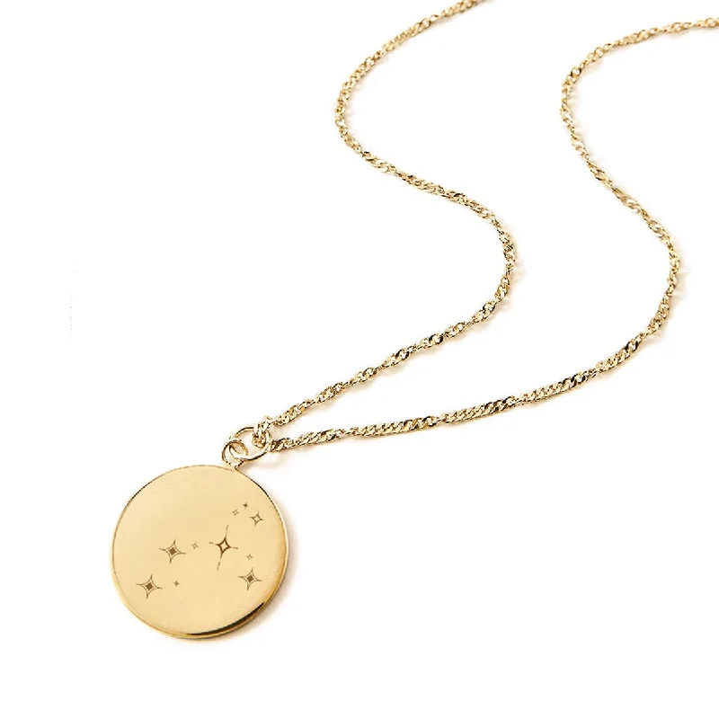 Ladies Necklaces with Royal Lapis-Constellation Zodiac Disc Necklace