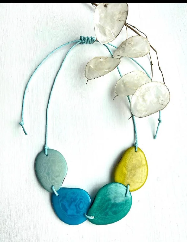 Ladies Necklaces with Tree Glow-Tagua Zesty Four Bead Necklace