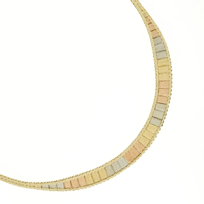 Ladies Necklaces for Founder Glow-16" Fashion Gold Necklace in 14K Three Tone Gold