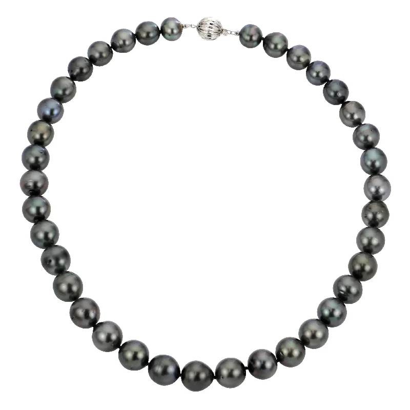 Ladies Necklaces Soft Shine-14KT White Gold Tahitian Pearl Necklace