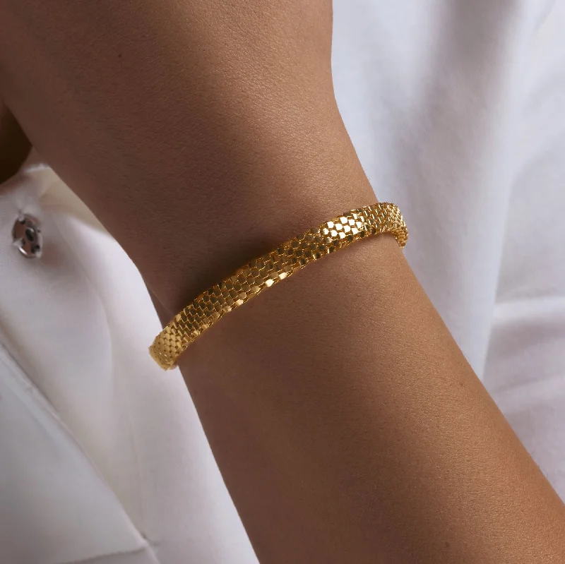 Ladies Bracelets with Mint Serpentine-Gold Plated 925 Sterling Silver Italian Snake Scale Bracelet - ITB00059GP