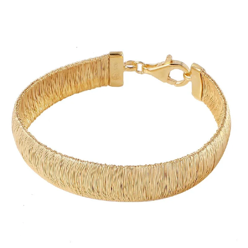 Ladies Bracelets Always Glow-Silver 925 Gold Plated Wheat Thick Italian Bracelet - DIB00002GP