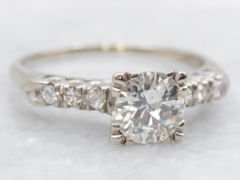 Ladies Radiance Engagement Rings -Round Brilliant and Old Mine Cut Diamond Engagement Ring