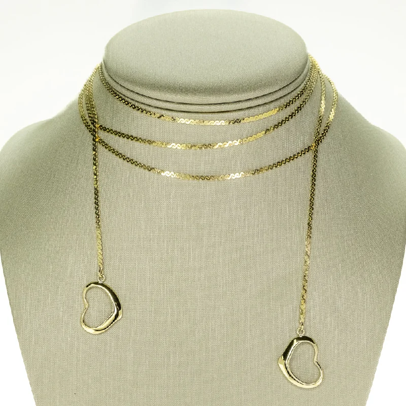 Ladies Necklaces for Hero Spark-50" Hearts Pendants with S-Link Gold Fashion Chain Necklace in 14K Yellow Gold 18G