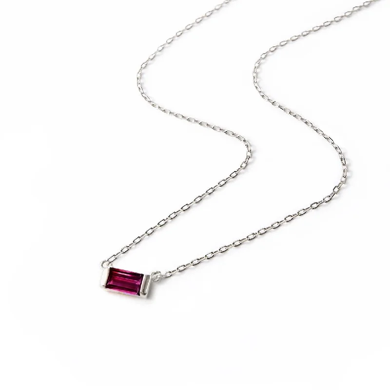 Ladies Necklaces with Fringe Spark-Baguette Gemstone Necklace - Ruby