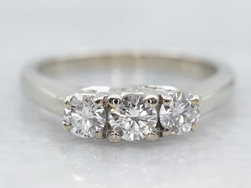 Ladies Bold Engagement Rings -White Gold Three Stone Diamond Engagement Ring