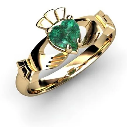 Ladies Inspiring Gem Rings -GREEN QUARTZ 14K Gold Claddagh Ring <font color="#FF0000"> IN STOCK!  Ships in 48 Hours!</font>