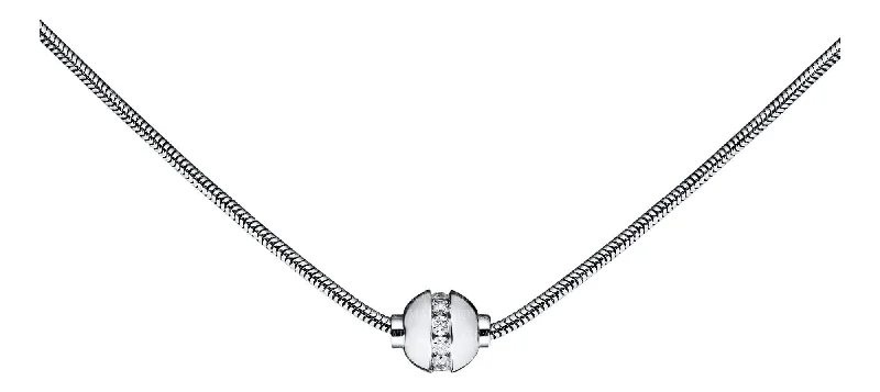 Ladies Necklaces for Youth Glow-Authentic Cape Cod Necklace made by Lestage- All Sterling Silver with CZ Diamond Ball