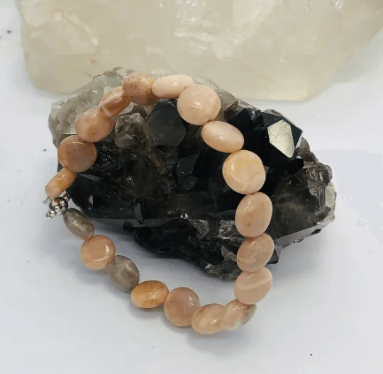 Ladies Bracelets with Sea Beryl-Moonstone Stretchy Bracelet