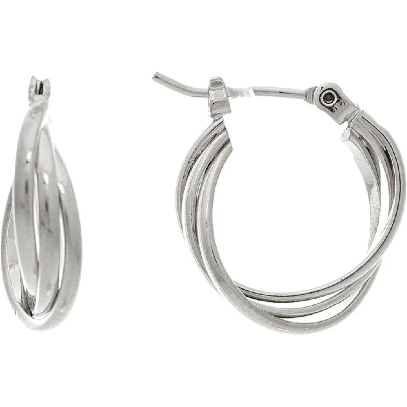 Ladies Leaf Cluster Earrings -Rain : Silver 14k Plated Hypoallergenic Twist Wire .50" Hoop Earring