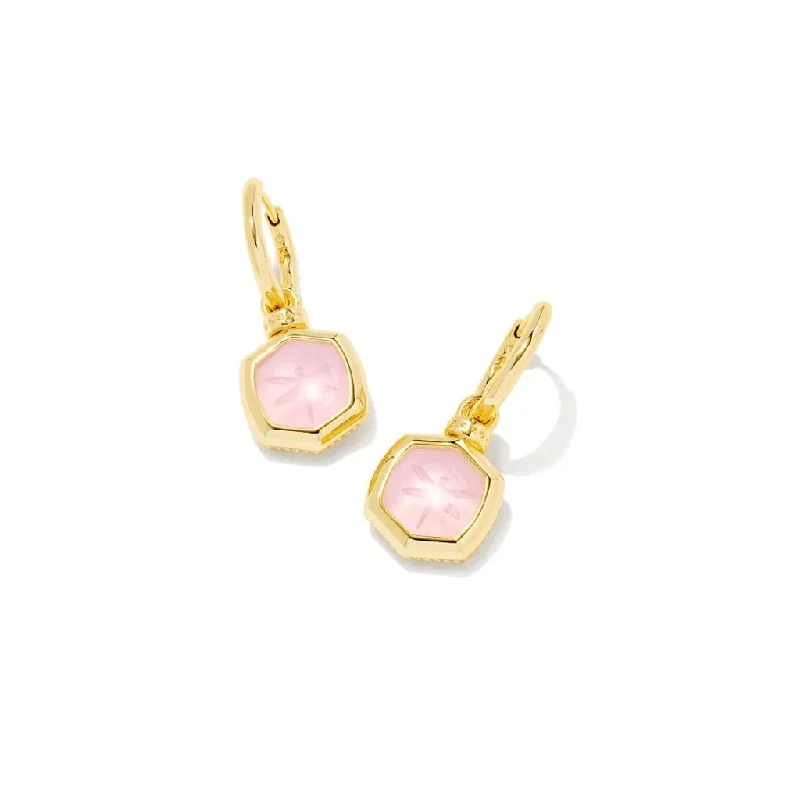 Ladies Blue Sapphire Earrings -Kendra Scott : Davie Intaglio Gold Huggie Earrings in Pink Opalite Glass Dragonfly