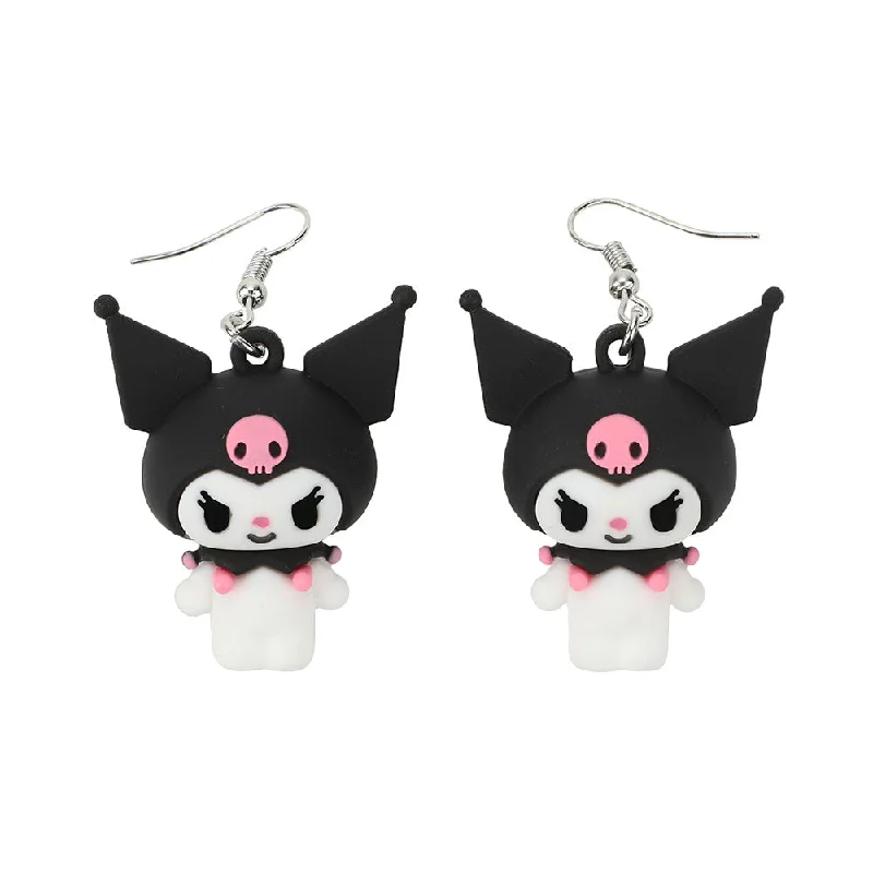 Ladies Solid Heavy Earrings -Sanrio Kuromi Plush Earrings