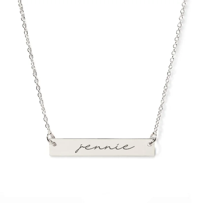 Ladies Necklaces with Grey Hematite-Name Plate Necklace