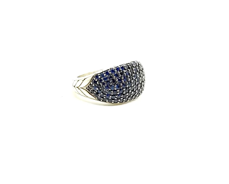 Ladies Eye-Catching Rings -Blue Chevron Pave Sapphire  Ring SL RNG -60