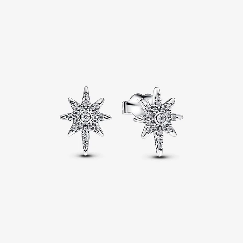 Ladies Crystal Dangle Earrings -PANDORA : Sparkling North Star Stud Earrings