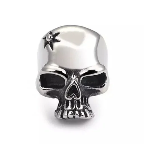 Ladies Sentimental Stone Rings -Stainless Steel  Skull with Bullet Hole Ring