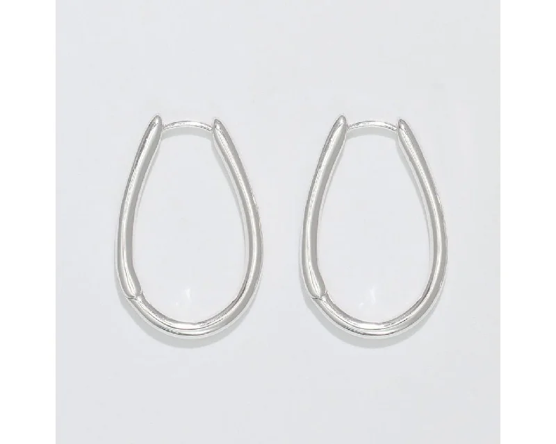 Ladies Family Bond Earrings -Periwinkle by Barlow : Silver oval hoops Earrings