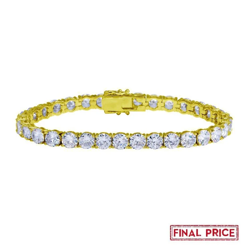 Ladies Bracelets for Chef Glow-Gold Plated 925 Sterling Silver Round CZ Tennis Bracelet 6mm - GMB00088GP