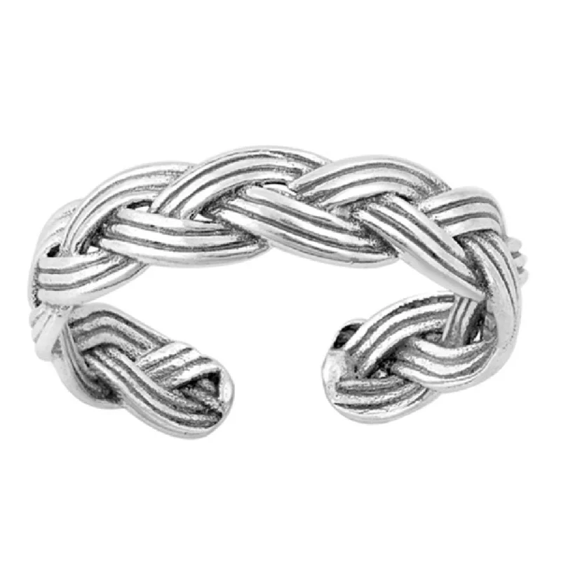 Ladies Enamel Painted Rings -Sterling Silver Braided Toe Ring