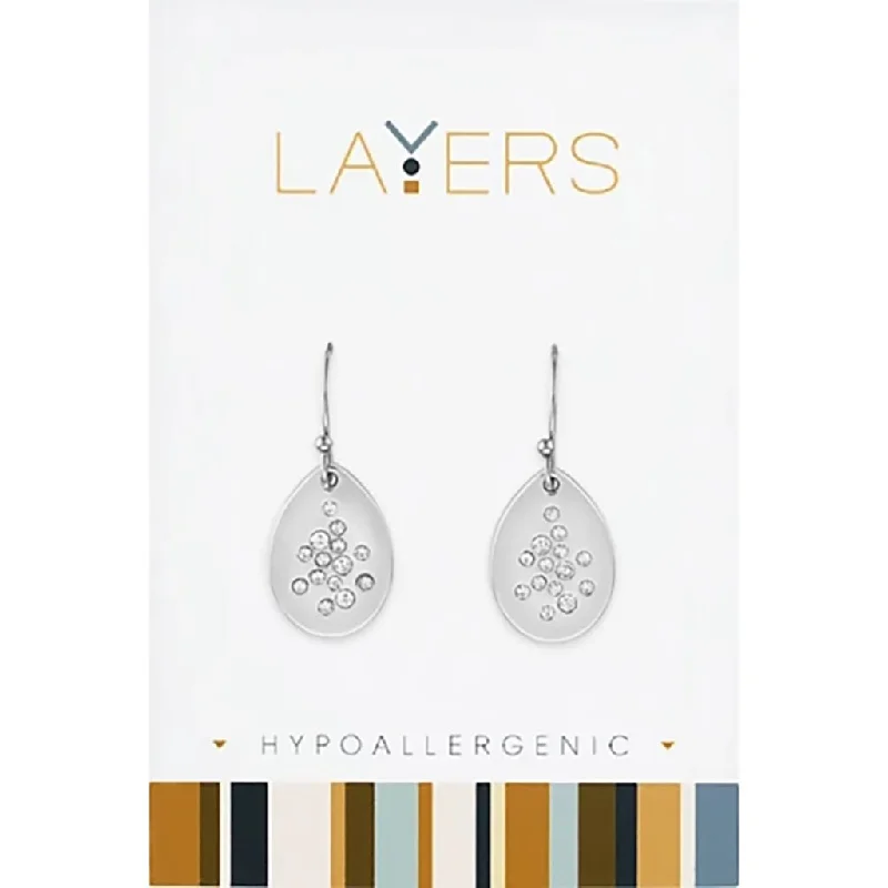 Ladies Beaded Drop Earrings -Center Court: Silver Stardust Dangle Layers Earrings