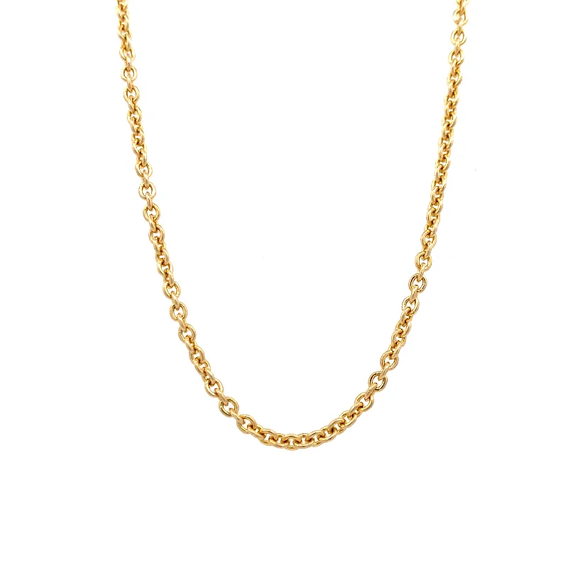 Ladies Necklaces with Wave Charm-Estate 18" Cable Link Necklace in Yellow Gold