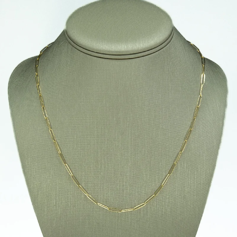 Ladies Necklaces for Activist Glow-New 2.5mm Wide Oval Paperclip Link 18" Chain Necklace in 14K Yellow Gold