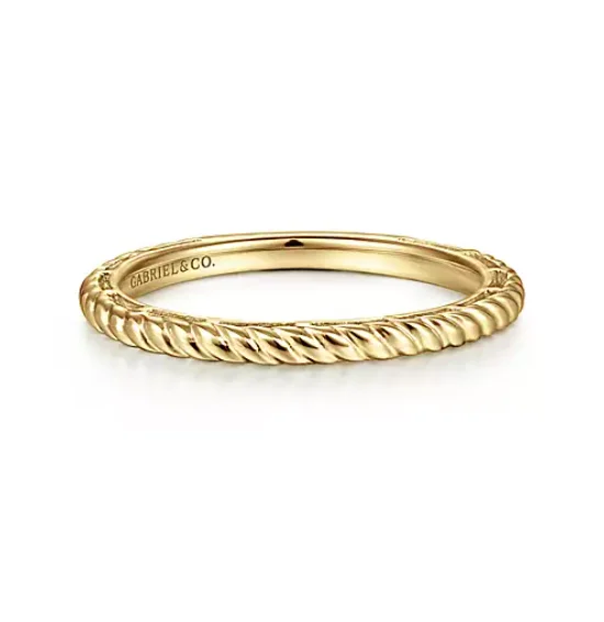 Ladies Value Band Rings -Yellow Gold Twisted Rope Stackable Ring