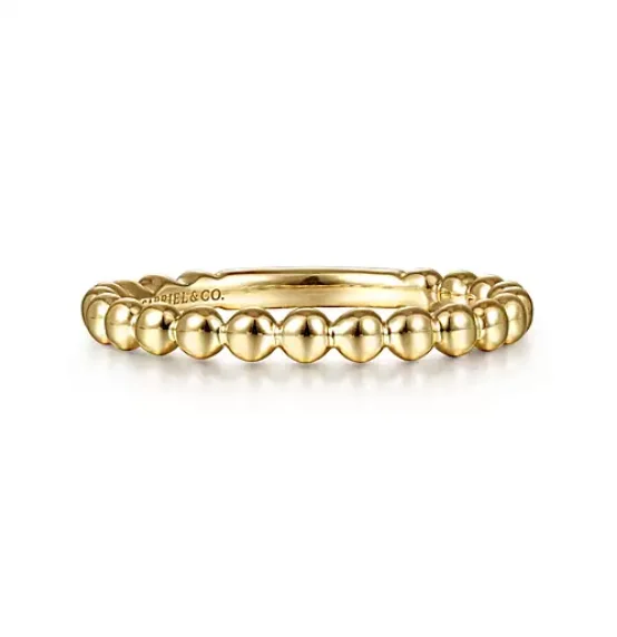 Ladies One-of-a-Kind Rings -Yellow Gold Beaded Stackable Ring